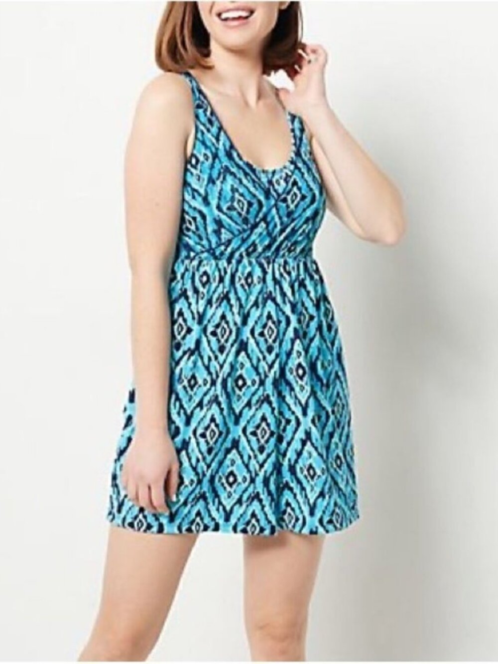 Denim & Co. Beach Mesh Wrap-Front Swim Romper
